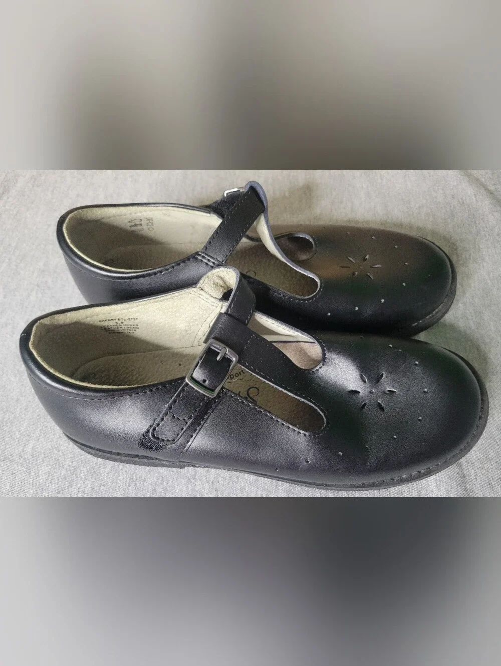 FootMates Black Girl Mary Jane Dress Shoes Buckle 3.5 Wide Sherry Leather Dance